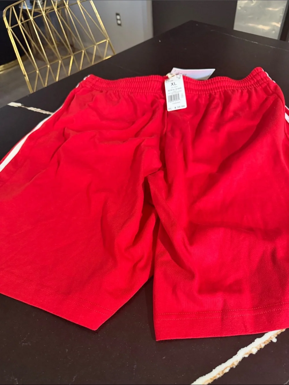 adidas Red Athletic Shorts with White Side Stripes